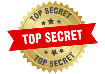 top secret. top secret round red and gold label isolated on transparent background