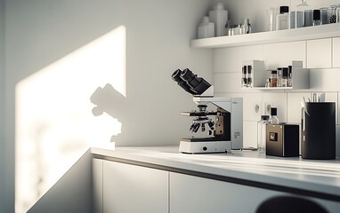a white and black microscope