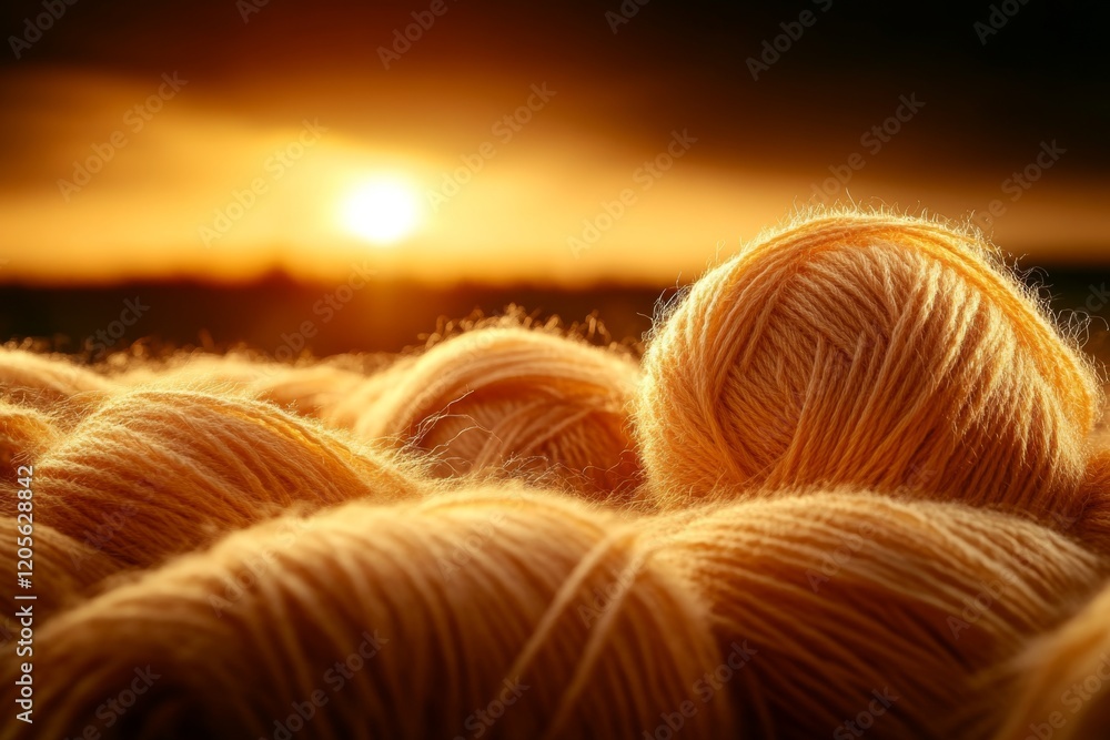 Poster a hyper-realistic close-up of yarn fibers, showing intricate details of the twisted strands and soft