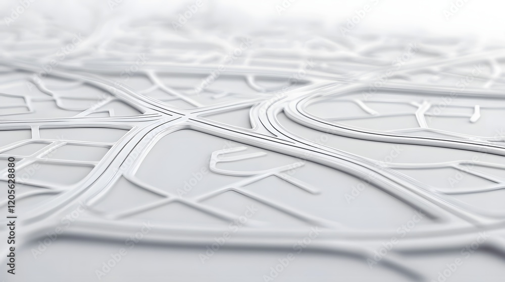 Poster intersection roads with abstract map overlay highlighting decision-making and direction