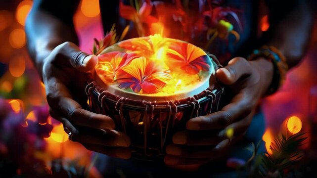 video of Hands play an African djembe drum