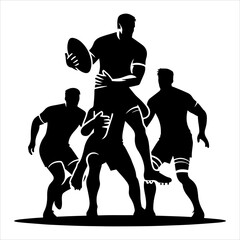 American football silhouette vector. Rugby sport vector. American football sports vector art silhouette illustration.