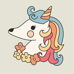 Boho nursery cute unicorn vector illustration