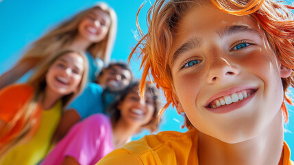 Youthful group of friends enjoying a sunny day outdoors