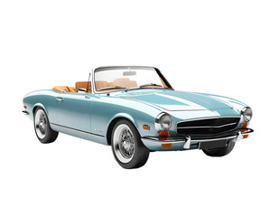 Classic Convertible Car Rendered on Transparent Background