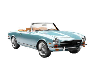Classic Convertible Car Rendered on Transparent Background