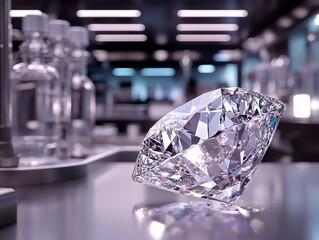Close-up of a radiant flawless laboratory-grown diamond