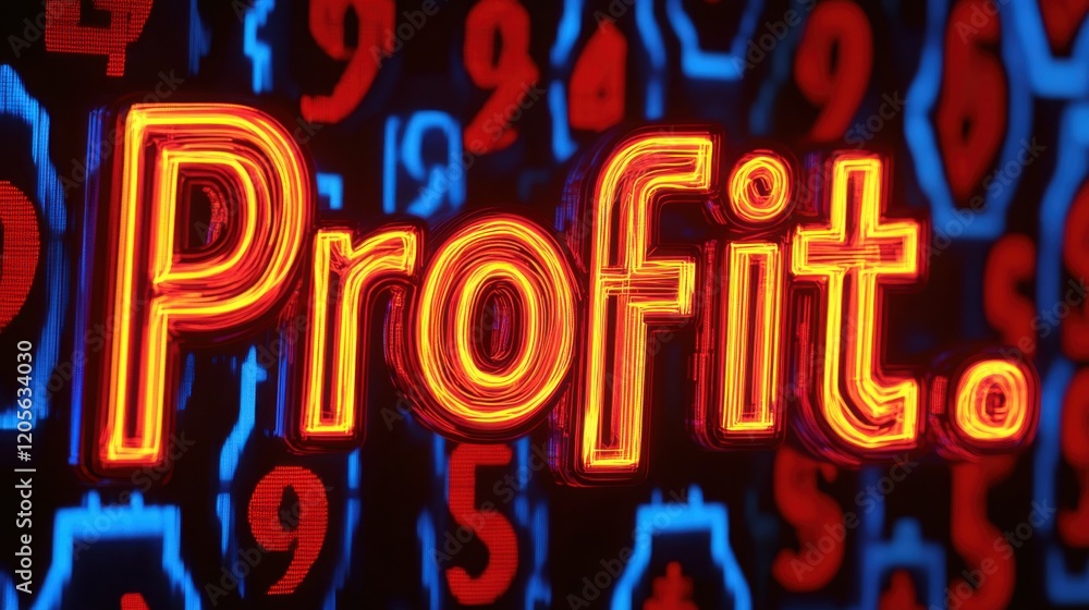 Poster A digital rendering of currency symbols surrounding the word Profit.