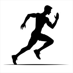 Runners on sprint men silhouette vector. Runners silhouette  collection. Men and women runners silhouette vector on a white background.