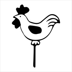 Doodle illustration of a cockerel on a stick. a traditional sweet on Shrovetide.