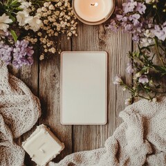 vintage photo frame with flowers