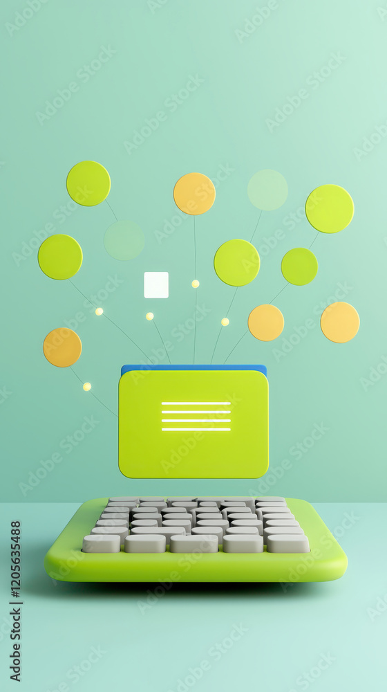 Poster concept of digital literacy drives education and fosters innovation. colorful abstract keyboard with