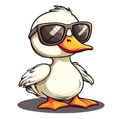 Cool Duck with Sunglasses - Cartoon Illustration