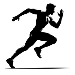 Runners on sprint men silhouette vector. Runners silhouette  collection. Men and women runners silhouette vector on a white background.