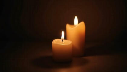 Soft candlelight in a dark room symbol of cancer remembrance.