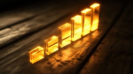 A glowing bar chart in gold tones, symbolizing profit growth.