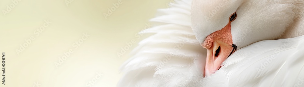 Poster an intimate close-up of a swan's soft feathers elegant texture and zoom detail experience the delica