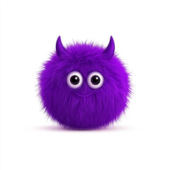 Fototapeta premium The good mascot. Purple fluffy monster with a smile on white background