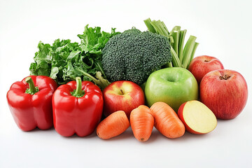 fresh vegetables on white background
