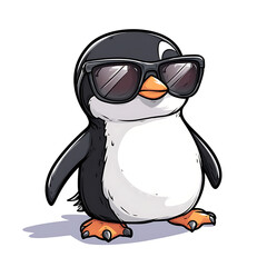 Obraz premium Cute Penguin with Sunglasses - Cartoon Illustration