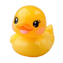 Cute Yellow Duck Toy on Transparent Background