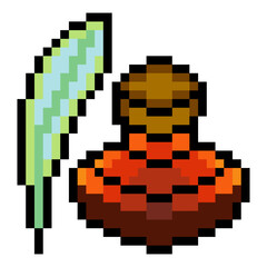Obraz premium Ink well bottle in pixel art style