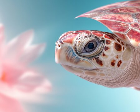 Close-up of a turtle's shell showcasing intricate patterns, highlighting the sharp texture and amazing details zoom focus reveals the mesmerizing beauty of nature's artistry Discover the captivating