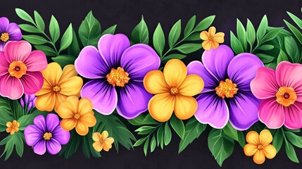 Colorful Wildflowers in Watercolor Art Style