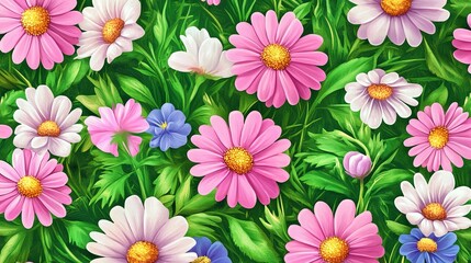 Lush Wildflowers in Delicate Watercolor Style