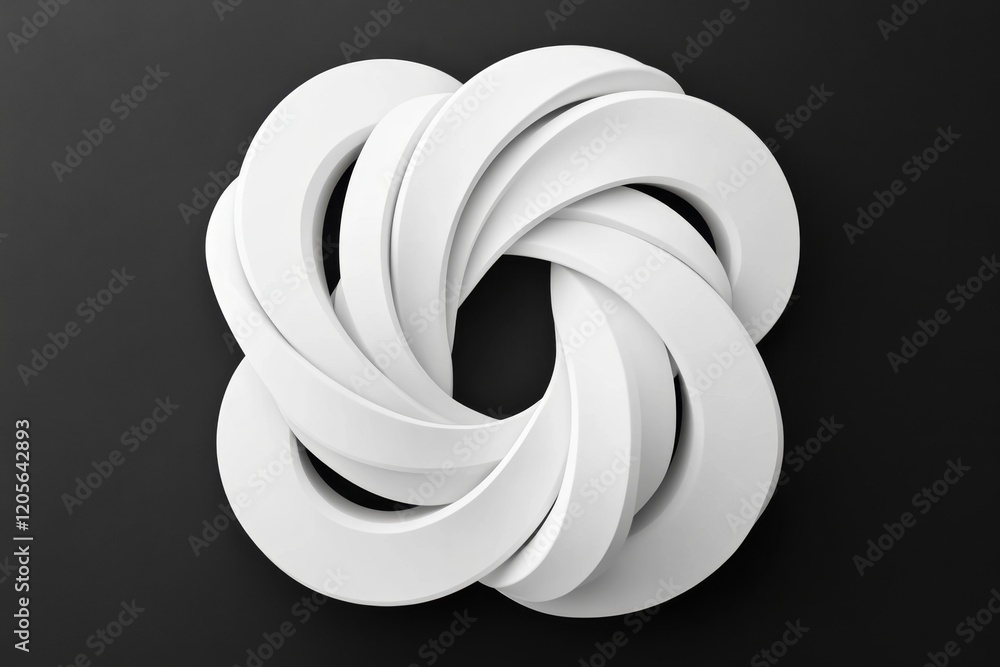 Poster A simple icon of yarn unwinding in a clean spiral, rendered in monochrome with a soft shadow for depth