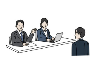 就職活動、面接を受ける男性のイラスト