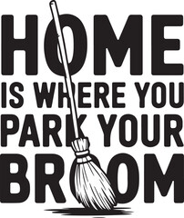 Home is where you park your broom T-shirt design, Woman cleaning her car from snow