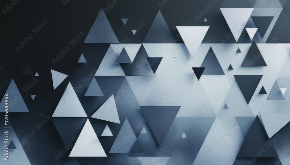 Poster abstract geometric pattern with overlapping triangles and gradient shades of blue