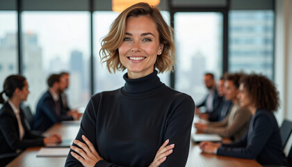 business meeting businesswoman woman young office portrait colleague group teamwork seminar businessperson start-up creative training friendly