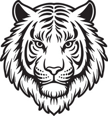 Tiger head line art vector on white background.