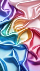 Fototapeta premium Colorful iridescent satin fabric drapes elegantly