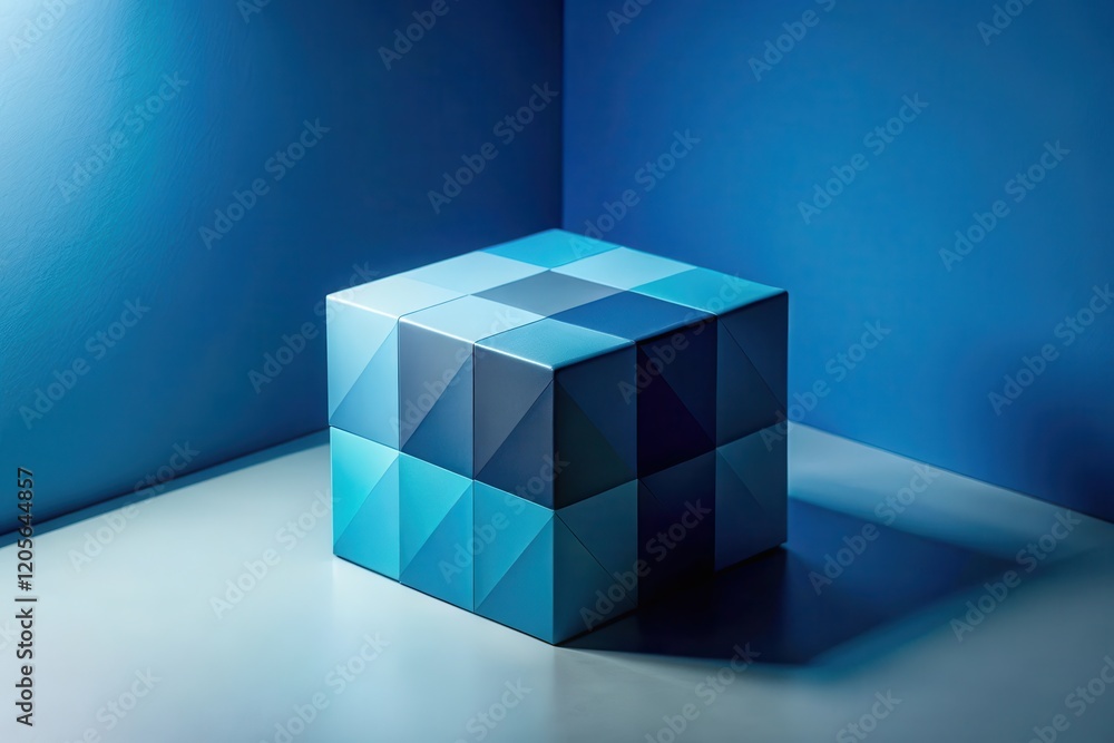 Wall mural Abstract Cube Form in a Modern Minimalist Setting with Subtle Lighting and Shadow Play