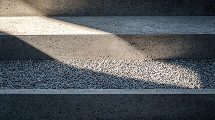 Rustic concrete and gravel surface with strong light and shadow creating an abstract design