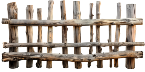 Dry tree trunk fence viewed from the front