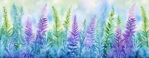 Enchanted Watercolor Plants with Glowing Outlines