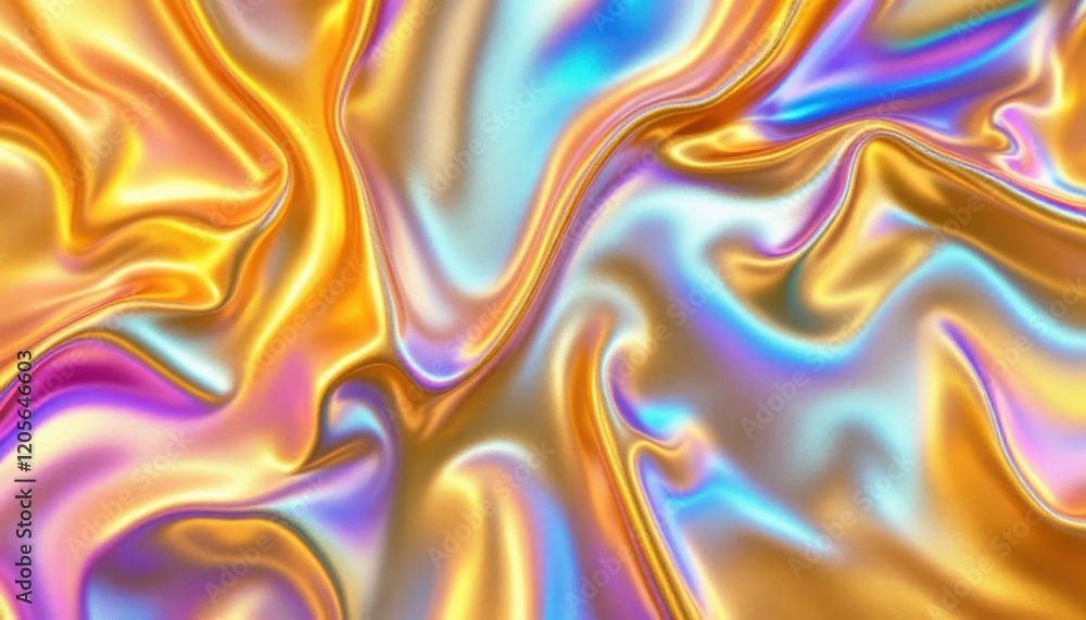 Aufkleber colorful iridescent abstract silk pattern with shiny waves and texture