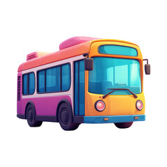Colorful Cartoon Bus with Transparent Background