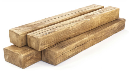 Fototapeta premium Natural wooden beams stacked together, showcasing their grain and texture. Ideal for construction or decorative projects