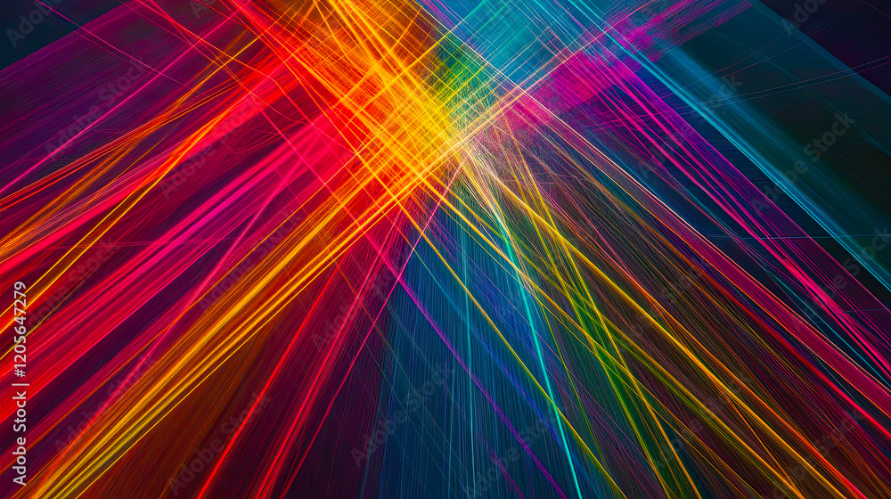 Aufkleber Vibrant Neon Multicolor Light Patterns Creating a Dynamic Artistic Expression in an Urban Setting