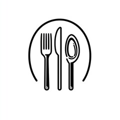 Cutlery set, restaurant menu design, white background, food service