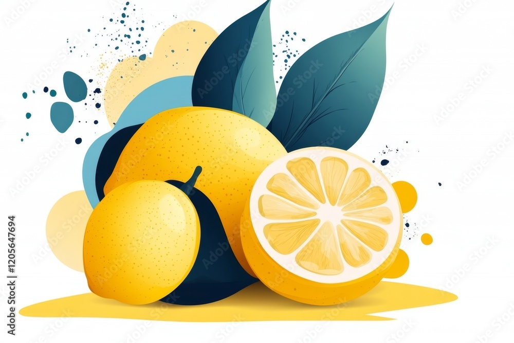 Poster A stylized xanthous lemon slice icon, rendered with simple shapes and subtle gradients for a fresh and modern look
