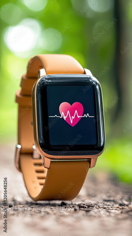 Poster concept of consistent fitness routines ensure effective workouts. a smartwatch displaying a heart sy