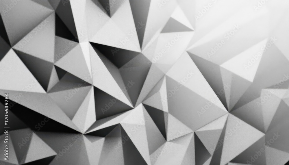 Poster geometric abstract gray 3d triangular pattern with sharp angles and shadows