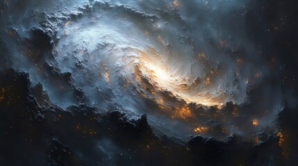 Fototapeta premium A spiral galaxy with a bright yellow star in the center