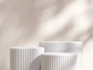 White Podium with Cylinder Shape and Shadow for Product Mockups